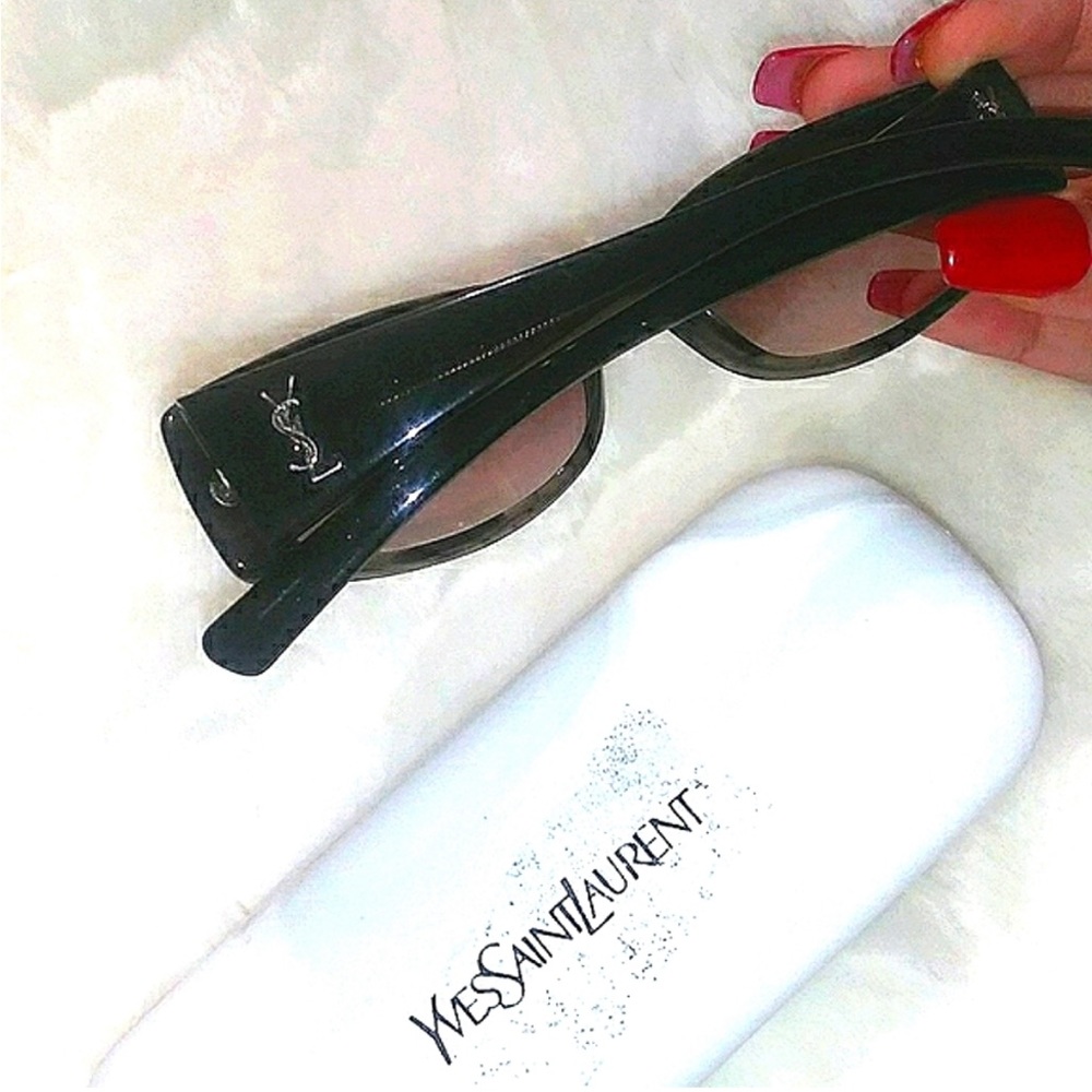 🖤YSL Sunglasses black designer sunglasses vintage glossy black